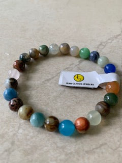 Jean Claude - Multicolored Agate & Quartz Bead Bracelet