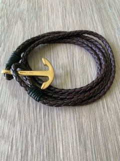 Jean Claude -Men's  Braided Leather Anchor Bracelet