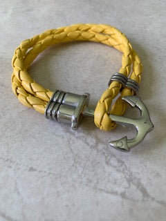 Jean Claude - Yellow Faux Leather Anchor Hook Bracelet