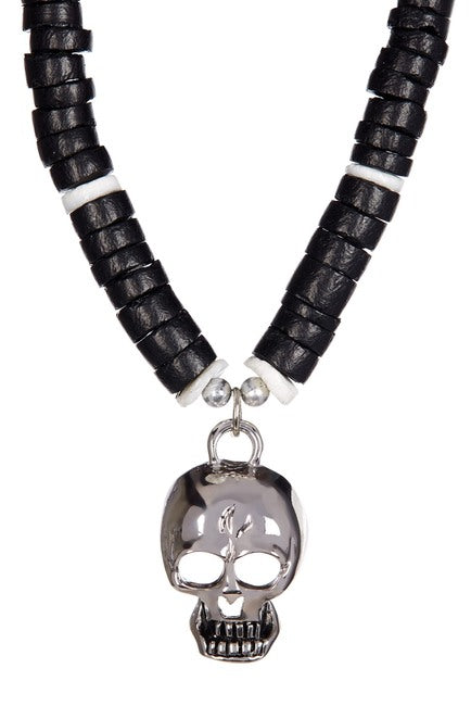 Jean Claude - Skull Pendant Coconut Wood Beads Necklace
