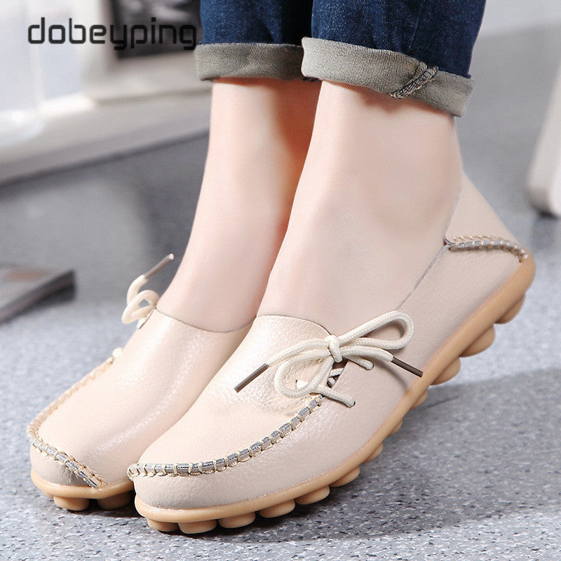 New Genuine Leather Moccasins Women Flats