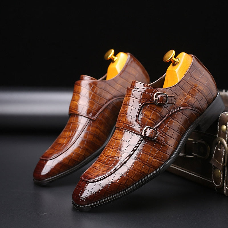 2020 Classic Crocodile Pattern Business Flat Shoes For Men