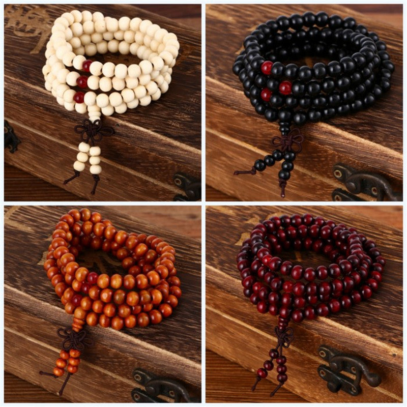 Trendy 8mm 108 Natural Wooden beads Tibetan Buddhist Meditation Bracelet For Men or Women