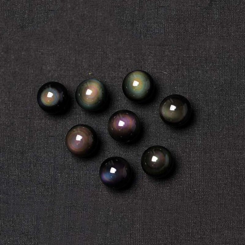 Natural Obsidian Rainbow Eye Transfer Good Luck Bead Pendant  Chain Necklace Jewelry For Woman
