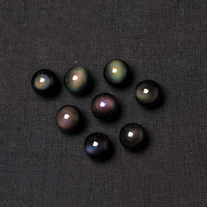 Natural Obsidian Rainbow Eye Transfer Good Luck Bead Pendant  Chain Necklace Jewelry For Woman