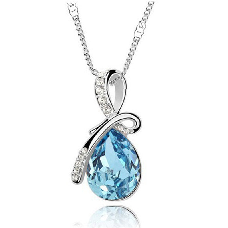 MISANANRYNE Fashion 10 Colors Austrian Crystal Water Drop Pendants & Necklaces Fashion Jewelry For Women